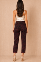 Kade Burgundy Leopard Print Mom Jeans