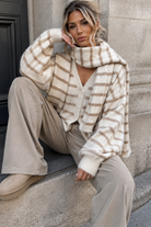 Kade Stone Knit Striped Scarf Cardigan