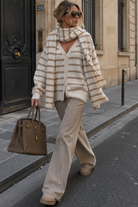 Kade Stone Knit Striped Scarf Cardigan