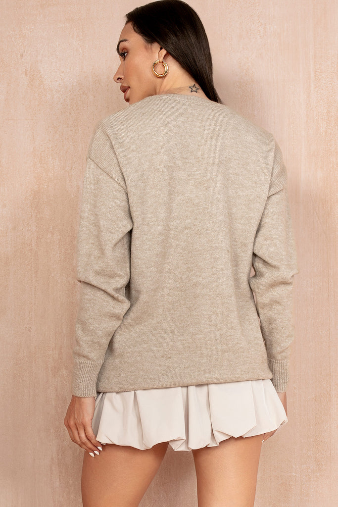 Kalila Taupe 'California' Knit Jumper