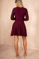 Kalisha Burgundy Fine Knit Skater Dress