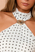 Kalisha White Chiffon Polka Dot Top