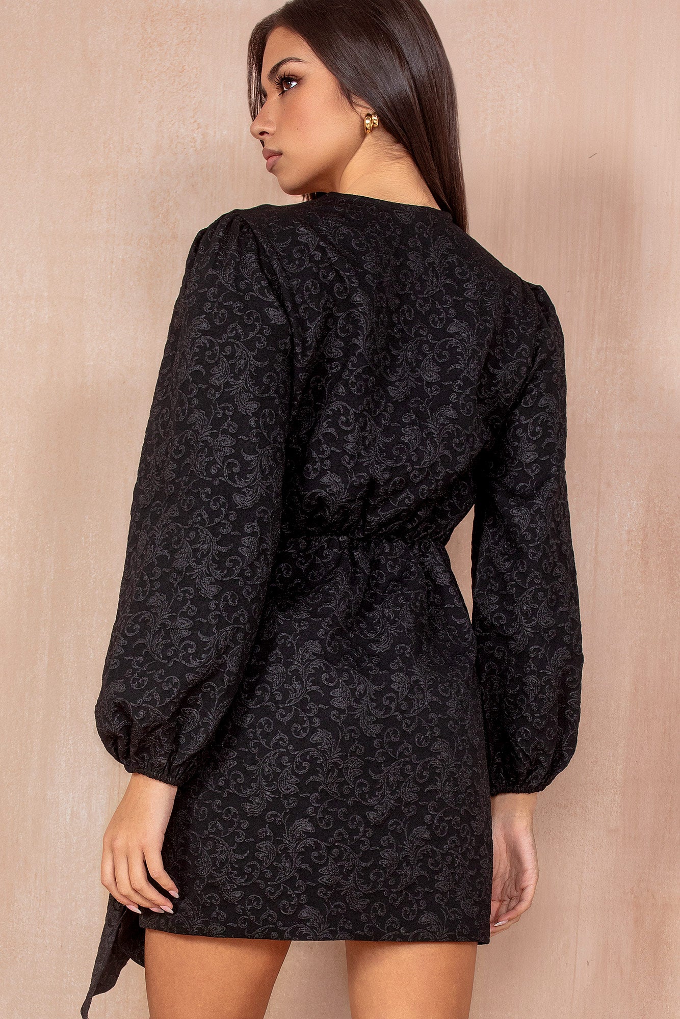 Kallie Black Print Wrap Dress