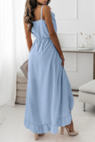 Kamari Powder Blue Chiffon Frill Belted Dress