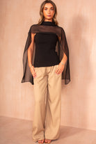 Kameron Black Strapless Scarf Detail Top