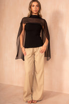 Kameron Black Strapless Scarf Detail Top