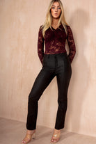 Kamiyah Black Wax Straight Leg Trousers