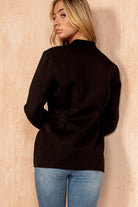 Karina Black Collarless Cinch Waist Blazer