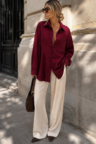 Karissa Burgundy Corduroy Toggle Shirt