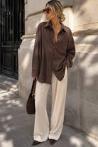Karissa Chocolate Corduroy Toggle Shirt