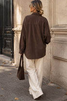 Karissa Chocolate Corduroy Toggle Shirt
