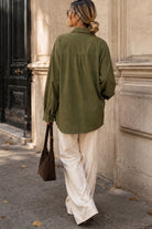 Karissa Khaki Corduroy Toggle Shirt
