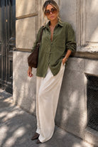 Karissa Khaki Corduroy Toggle Shirt
