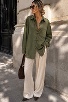 Karissa Khaki Corduroy Toggle Shirt