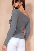 Karla Grey Knit Asymmetric Top