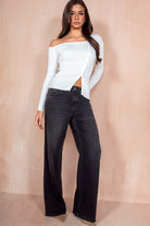 Karla White Knit Asymmetric Top