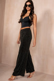 Kash Black Diamante Wide Leg Trousers