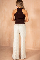 Katalina Chocolate Ribbed Knit Cut Out Top