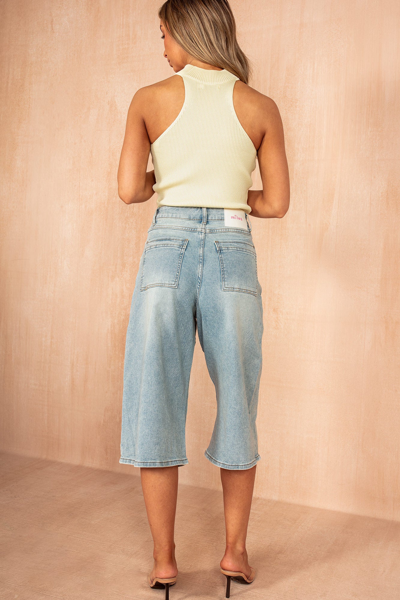 Katalina Soft Yellow Ribbed Knit Cut Out Top