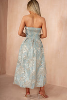 Kayleigh Duck Egg Floral Jacquard Midi Dress