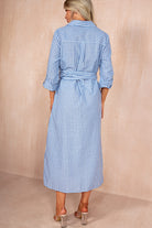 Keeva Blue Stripe Belted Shirt Dress