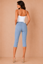 Keisha Blue and White Striped Longline Capri Pants