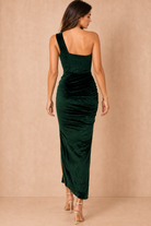 Kellen Green Velvet One Shoulder Dress