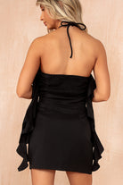 Kelly Black Halterneck Ruffle Dress
