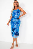 Kelly Blue Mesh Print Bandeau DressKelly Blue Mesh Print Bandeau Dress