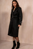 Kelsie Black Longline Belted Coat