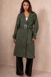 Kelsie Khaki Longline Belted Coat