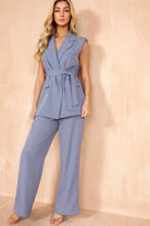Kendal Cornflower Blue Sleeveless Blazer Suit