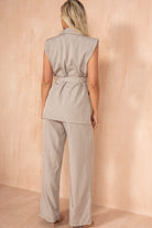 Kendal Greige Sleeveless Blazer Suit