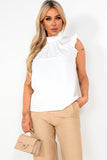 Kenny White Frill High Neck Top