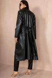 Kenya Black Leather Look Trench Coat