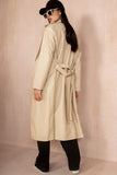 Kenya Cream Leather Look Trench Coat