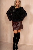 Kenzie Burgundy PU Woven Skirt