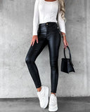 Kerrie Black Faux Leather Trousers