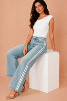 Kerrie Faded Blue Striped Jeans