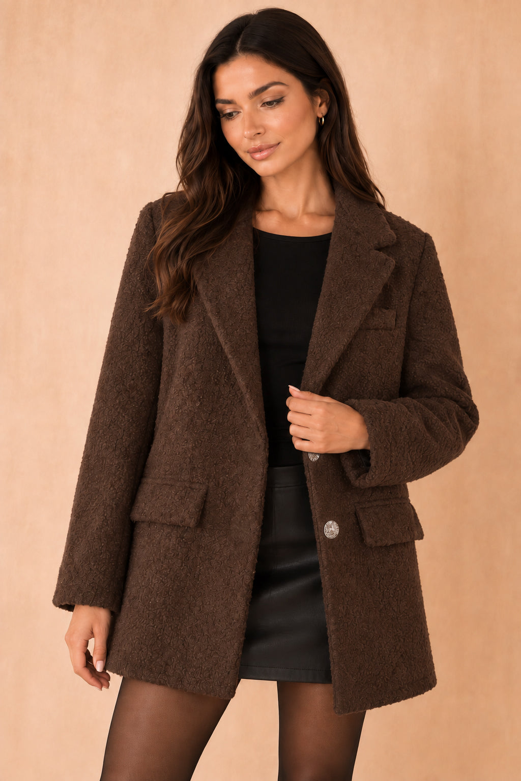 Keyla Chocolate Wool Blazer