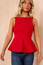 Khloe Red Bow Back Peplum Top