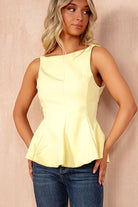Khloe Yellow Bow Back Peplum Top