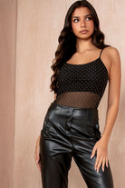 Kia Black Mesh Diamante Bodysuit