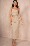 Kimberly Champagne Shimmer Cut Out Dress