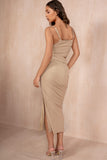 Kimberly Champagne Shimmer Cut Out Dress