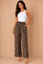 Kinley Leopard Print Wide Leg Trousers
