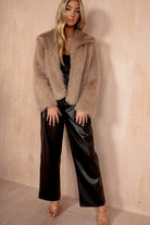 Koda Taupe Faux Fur Jacket