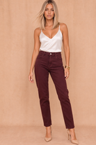Kodi Burgundy Denim Mom Jeans