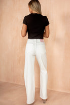 Kora Ivory Textured Straight Leg Jeans