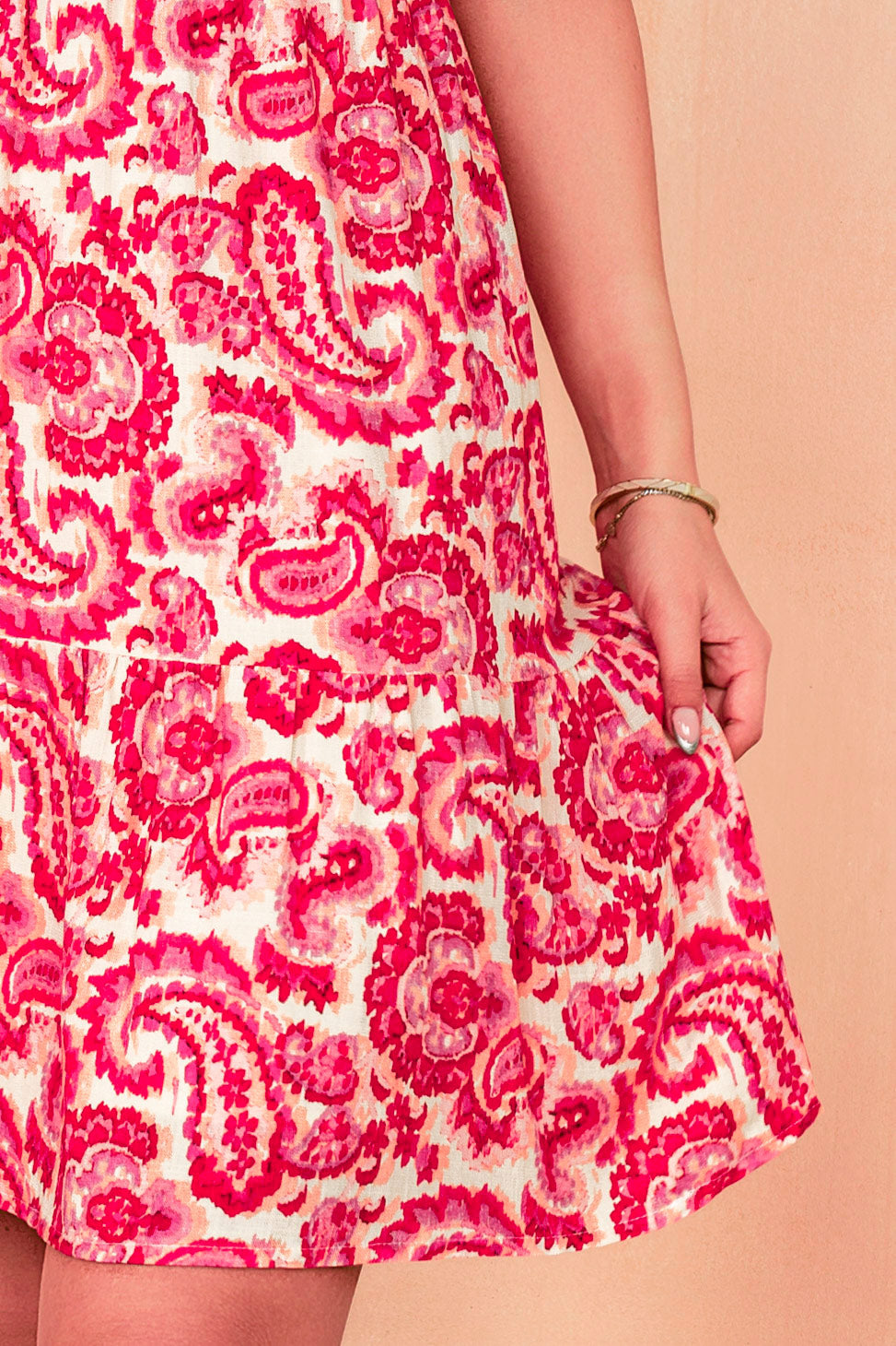 Kori Pink Printed Tie Shoulder Dress